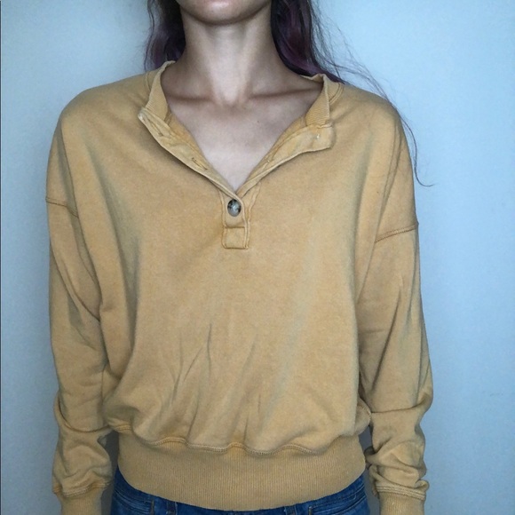 American Eagle Mustard Yellow Button Up Sweater! - Picture 3 of 5